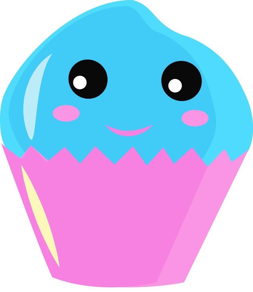 lindo cupcake, ilustración, vector sobre fondo blanco