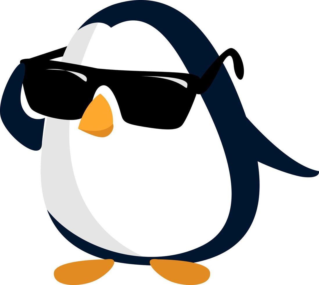 Penguin with sunglasses, illustration, vector on white background