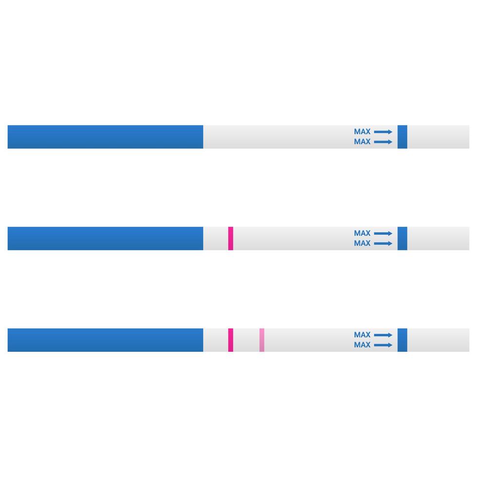 Pregnancy test on white background. Vector set illustration. Positive and negative results.