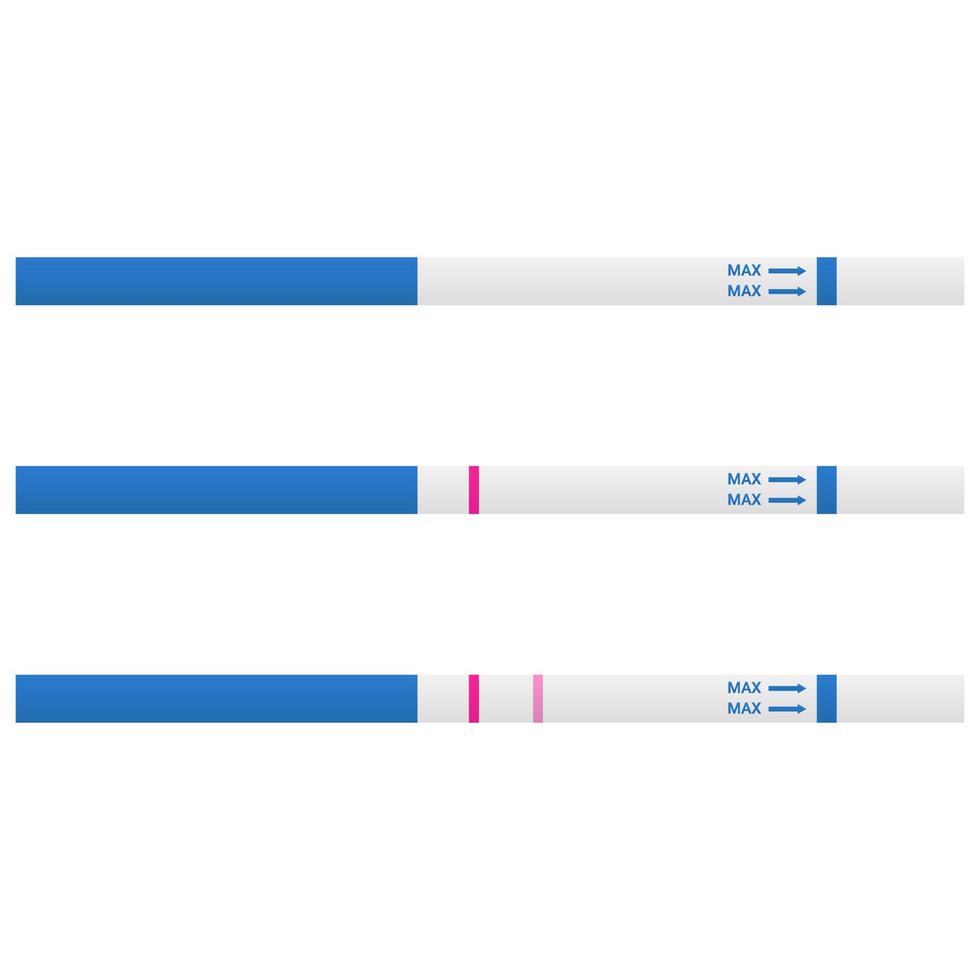 Pregnancy test on white background. Vector set illustration. Positive and negative results.