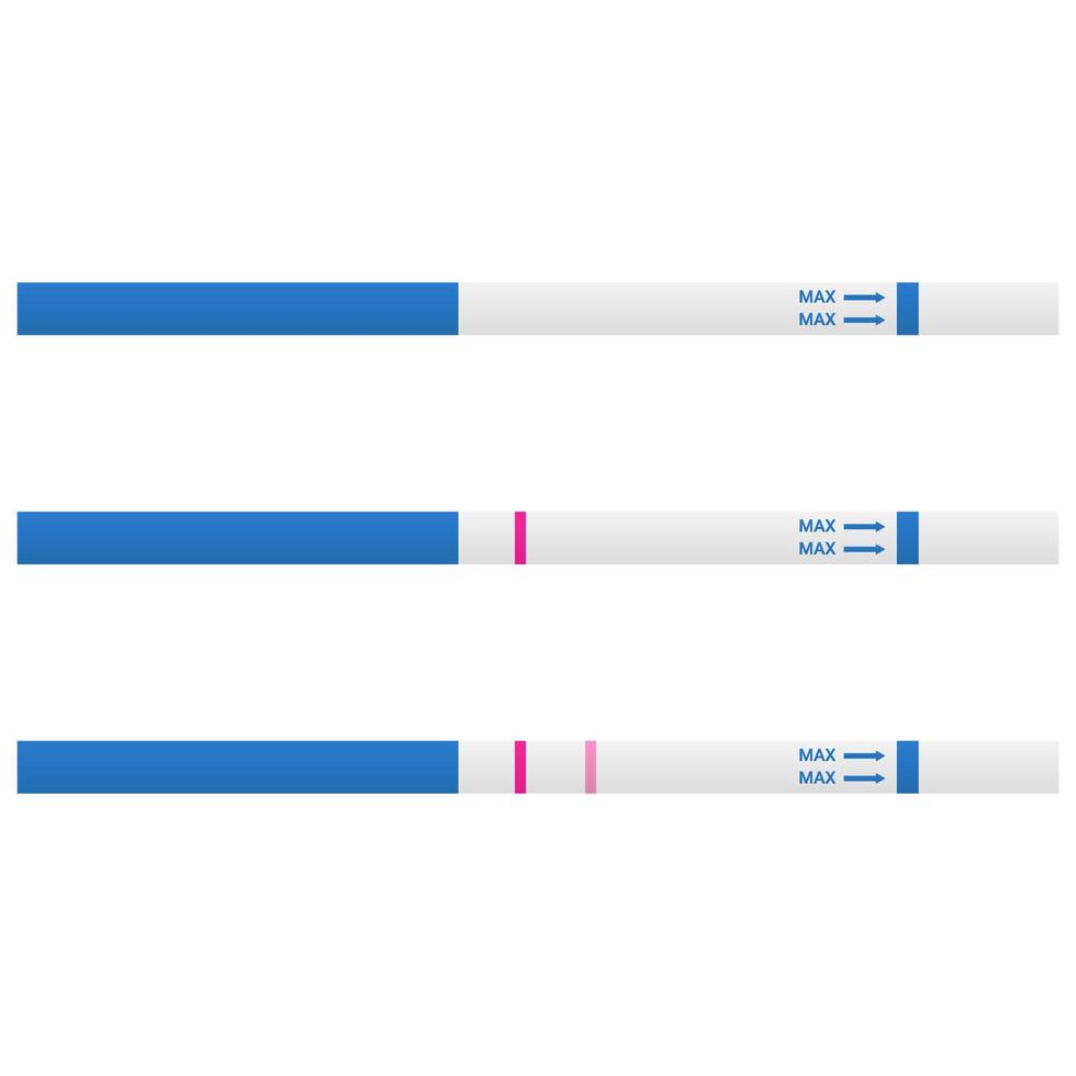 prueba de embarazo sobre fondo blanco. ilustración de conjunto de vectores. resultados positivos y negativos. vector