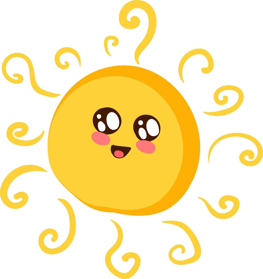 Cute sun, illustration, vector on white background.