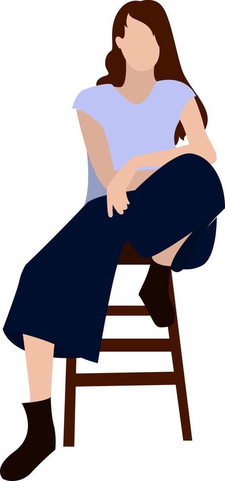 chica de azul, ilustración, vector sobre fondo blanco.