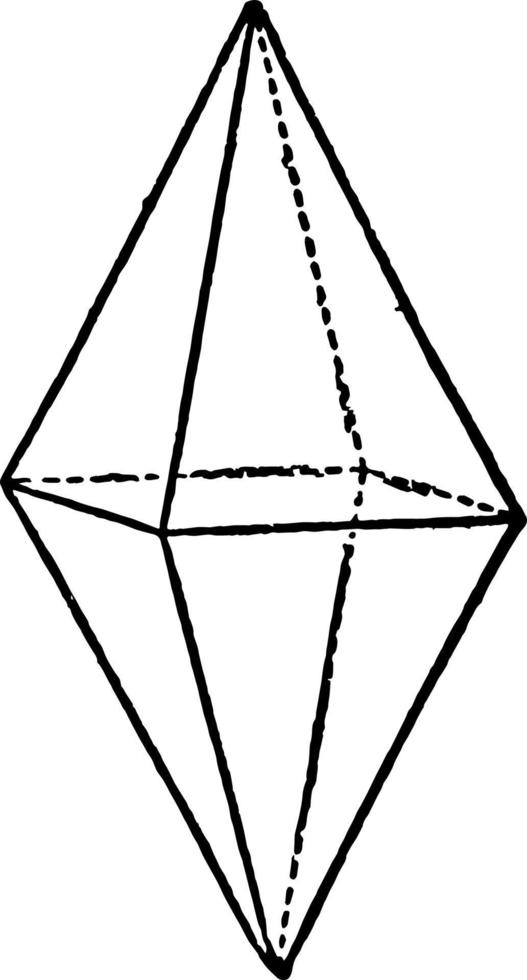 Tetragonal Bipyramids vintage illustration. vector