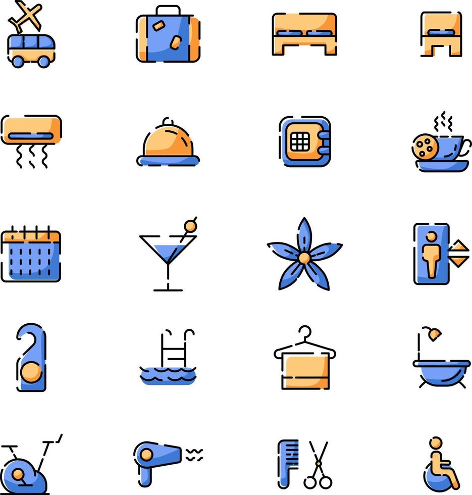Hotel stay, illustration, vector on a white background.
