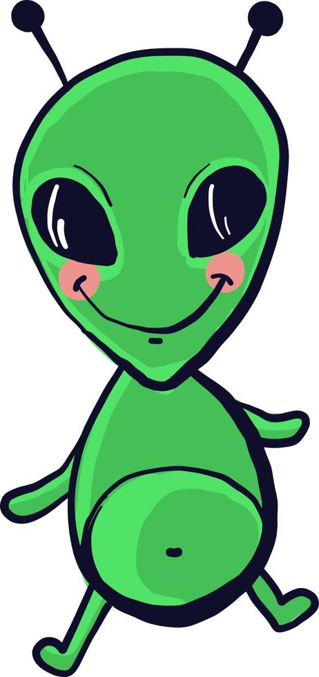 Little green alien, illustration, vector on white background