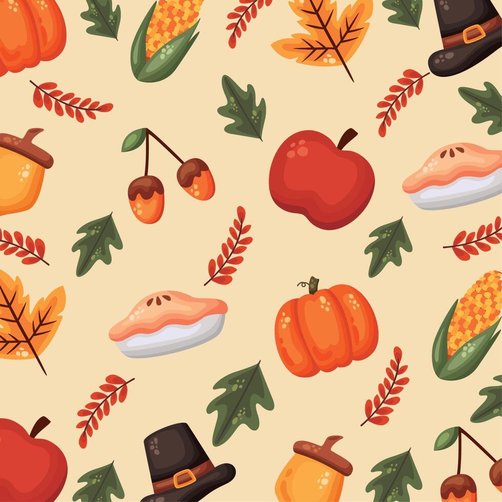 happy thanksgiving celebration pattern vector