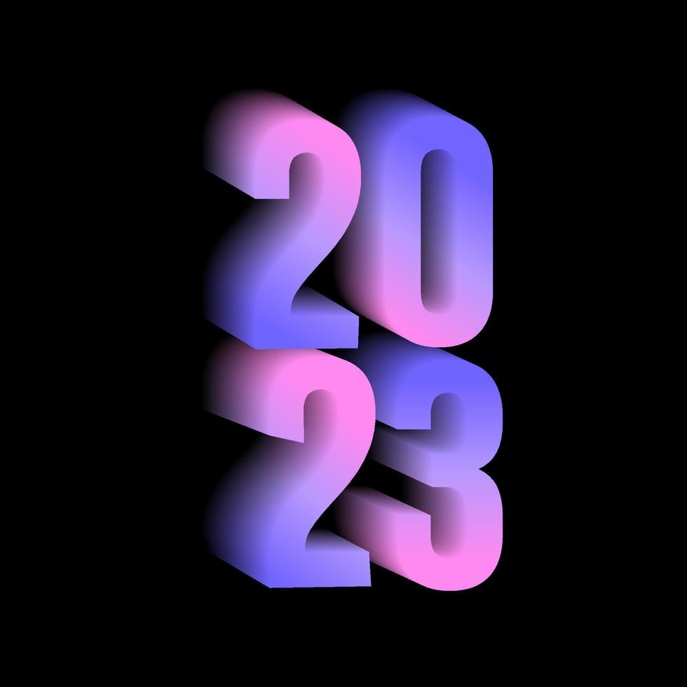 Year 2023 calendar date illustration in pink violet color on black background vector