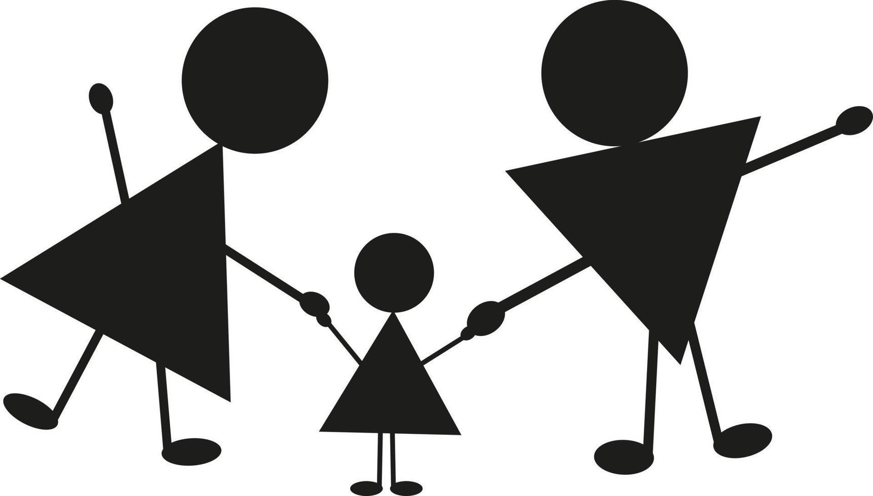 Family playing together, illustration, vector on a white background.