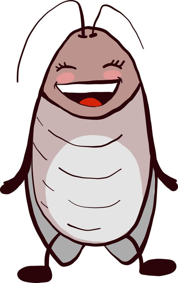 Happy cockroach , illustration, vector on white background