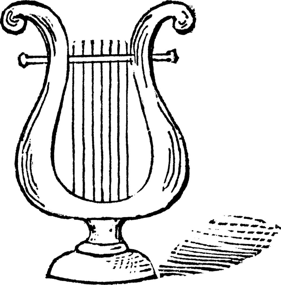 Lyre, vintage illustration vector