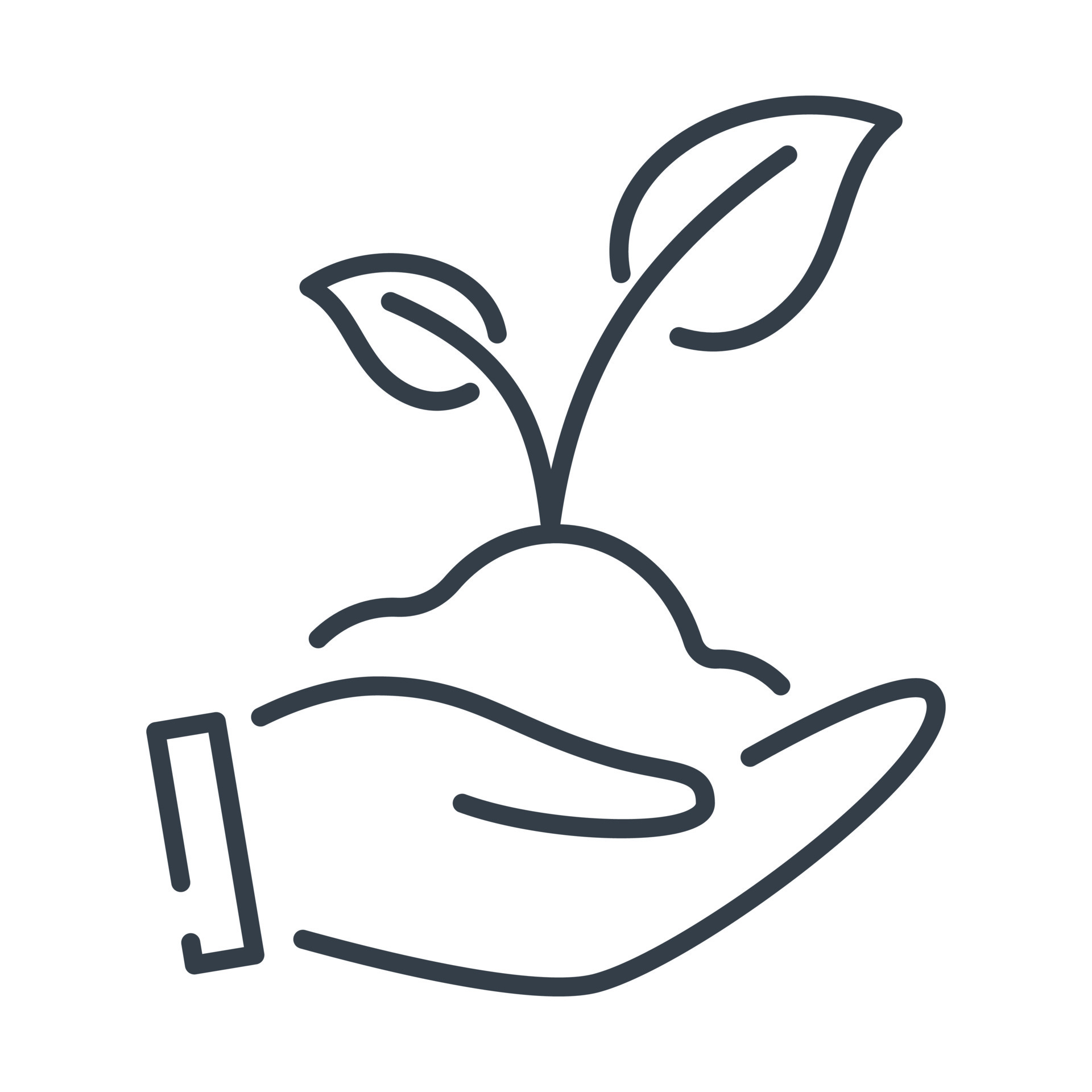 Vector isolated icon, human hand holding a sprout with leaves. 13866707 ...