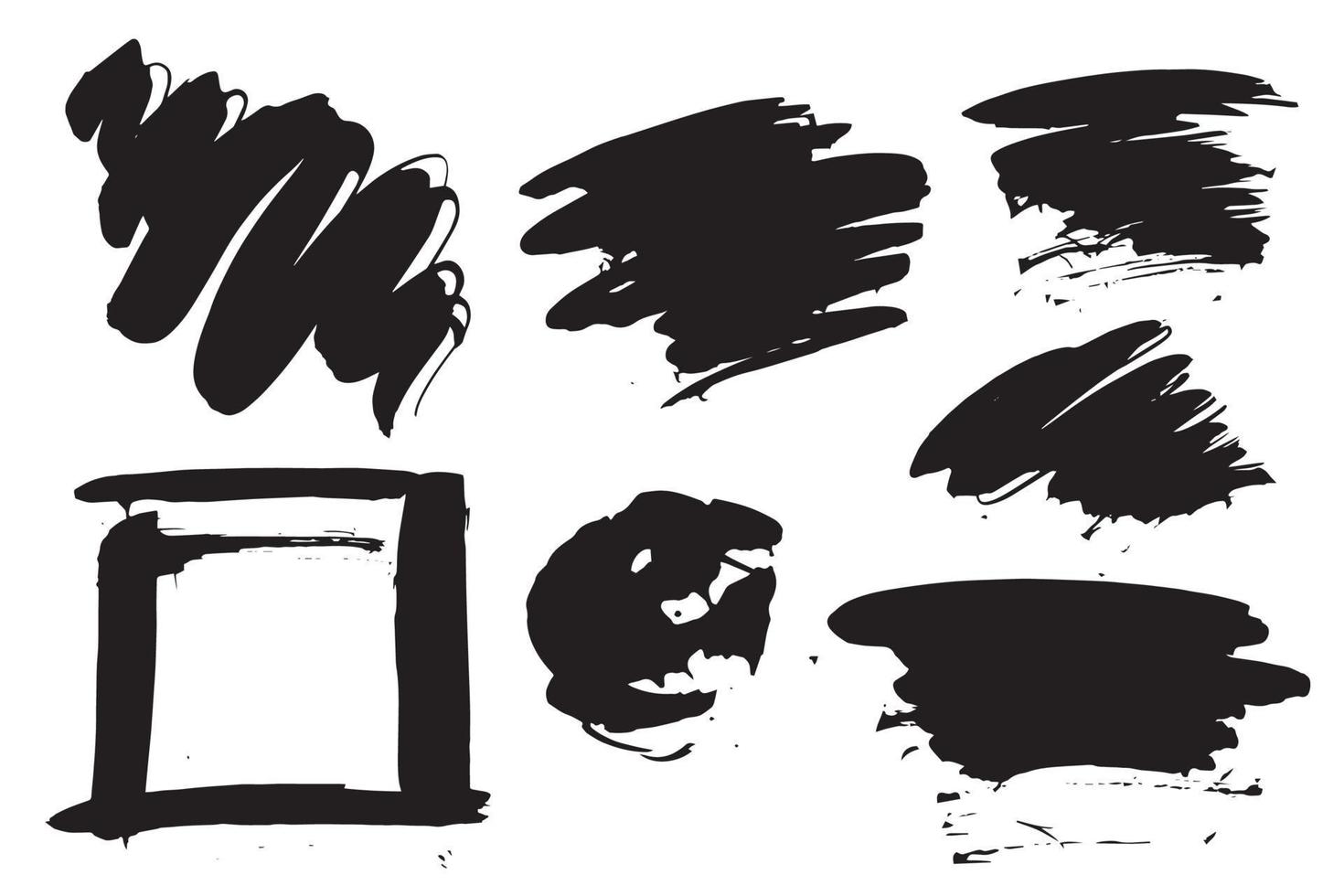 Big collection of black paint, ink brush strokes, brushes, lines, grungy. Dirty artistic design elements, boxes, frames. Freehand drawing. vector