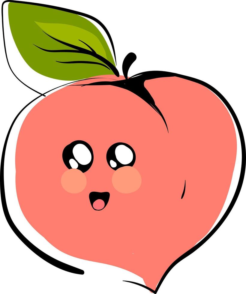 Cute peach, illustration, vector on white background.
