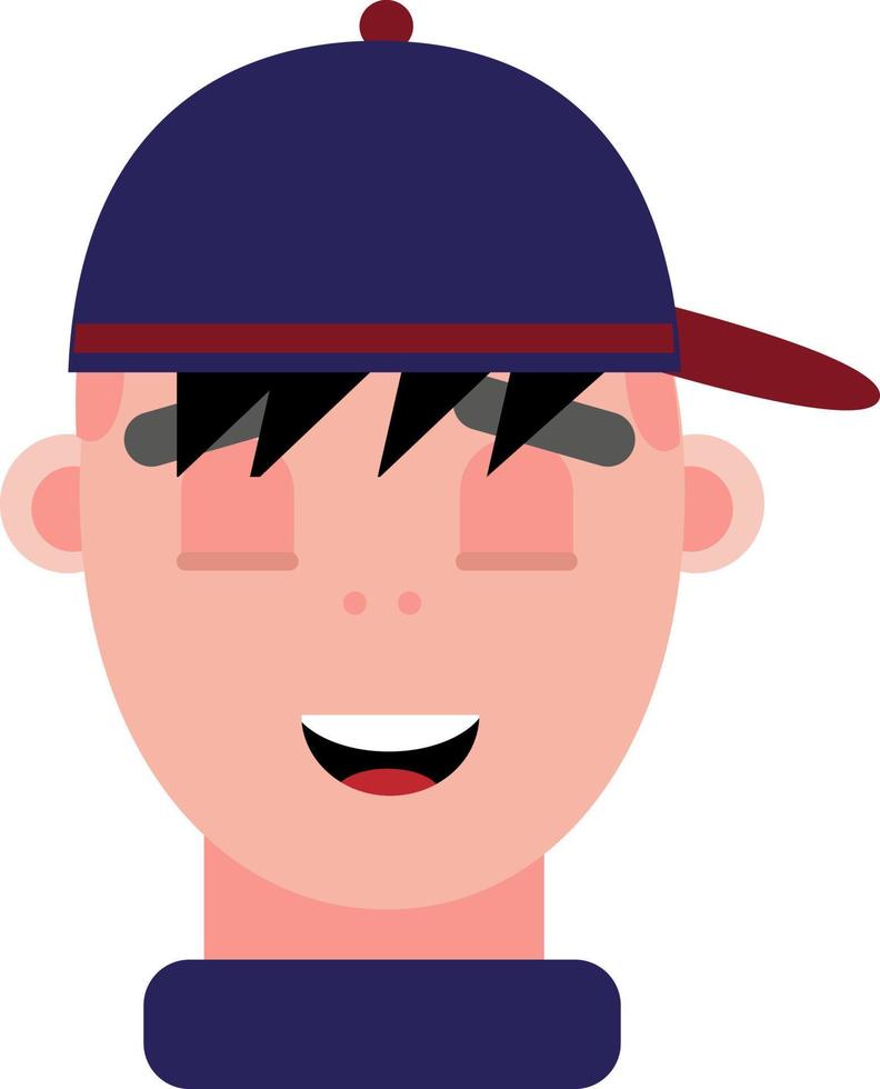 Satisfied boy with hat, illustration, vector on a white background.