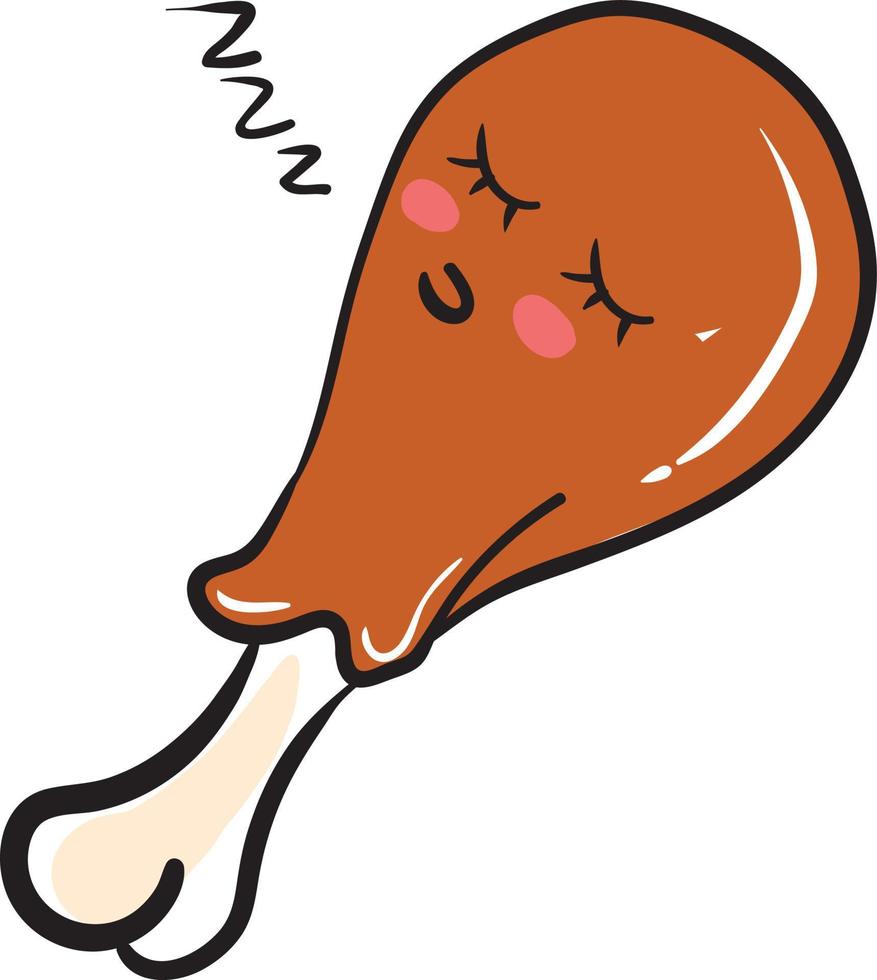 Pierna de pollo durmiendo, ilustración, vector sobre fondo blanco.