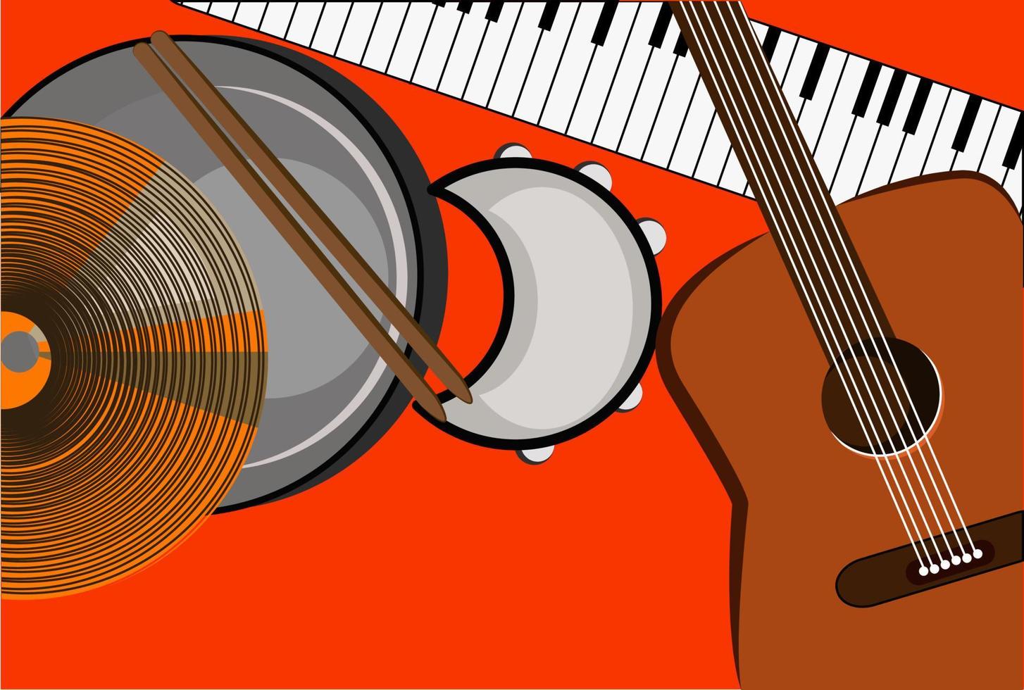 guitarra, ilustración, vector sobre fondo blanco.