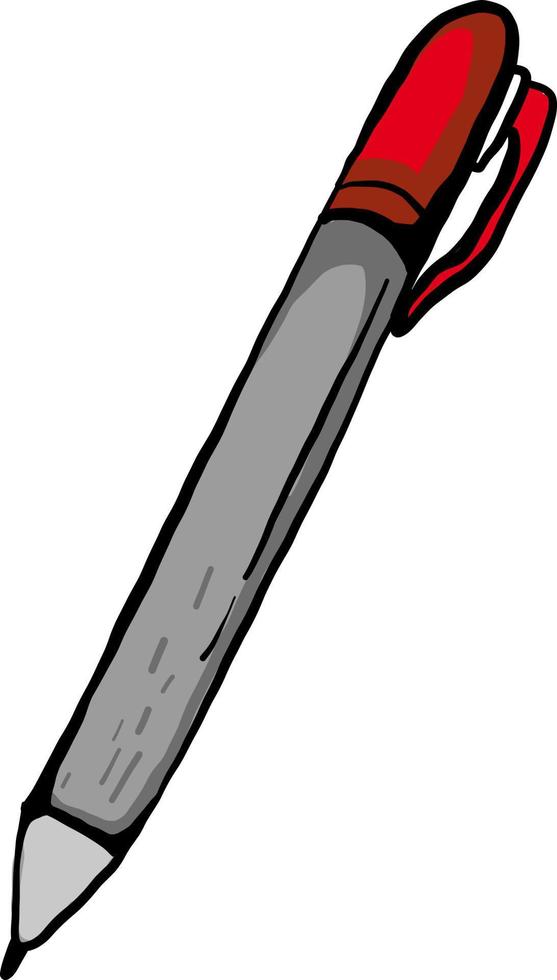 Red pen, illustration, vector on white background