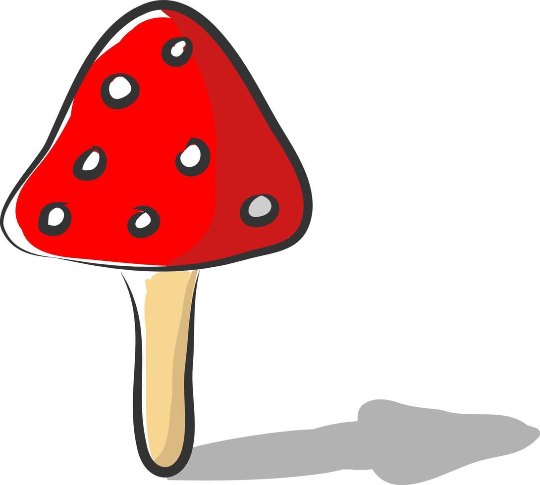 A red mushroom, vector or color illustration.