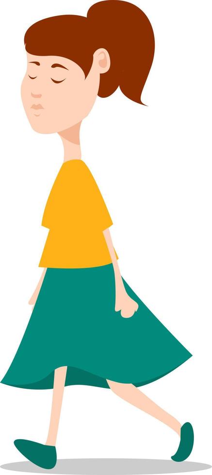 Girl with skirt, illustration, vector on white background.