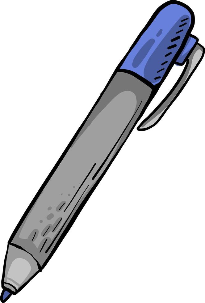 Blue and gray pen, illustration, vector on white background