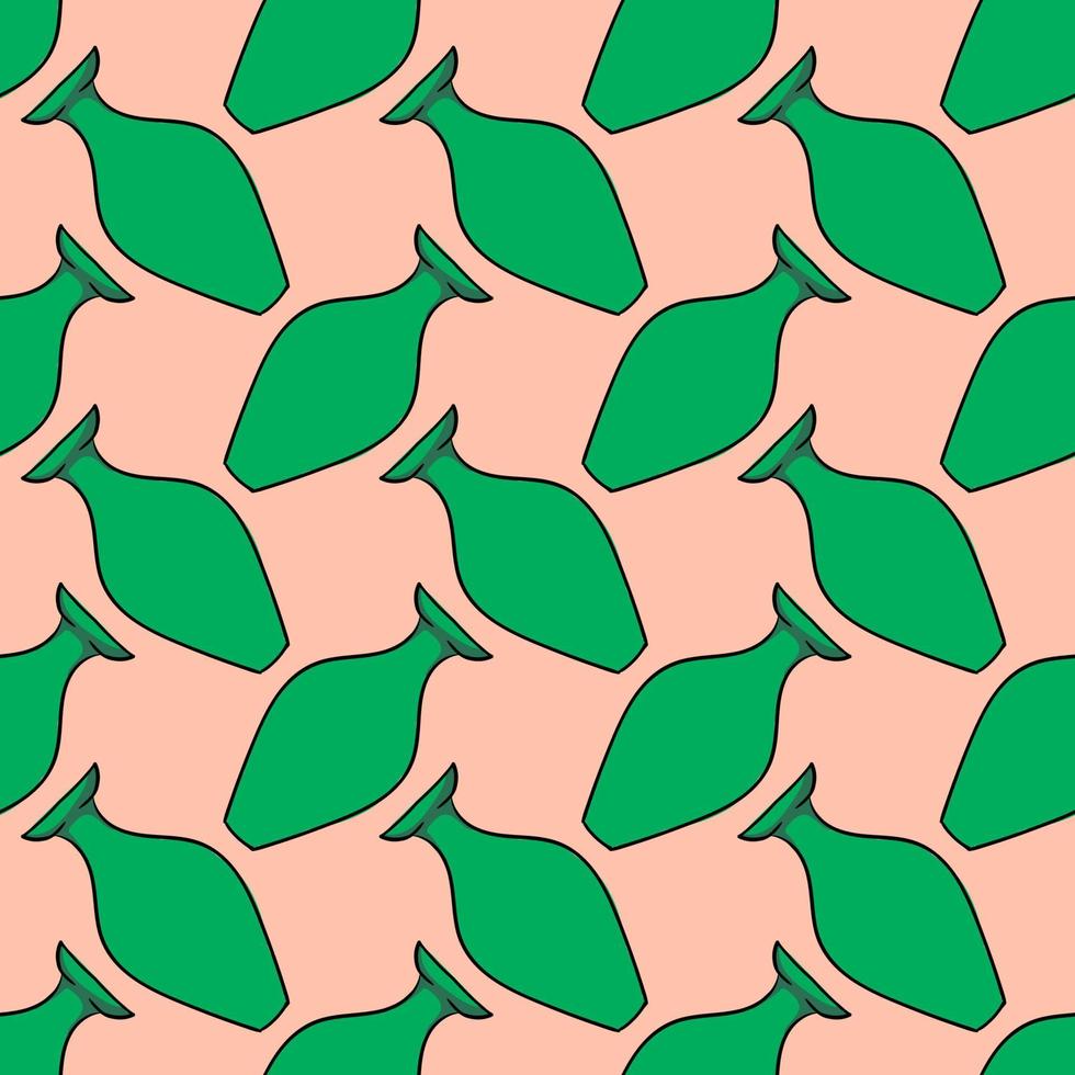 Green vase ,seamless pattern on pastel background. vector