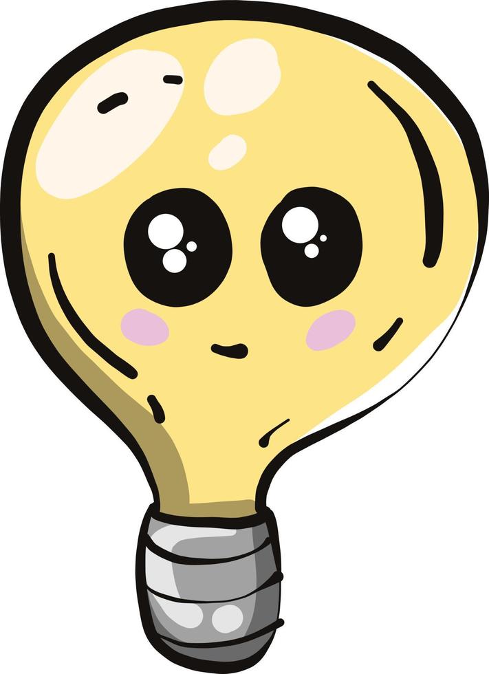 Cute lightbulb, illustration, vector on a white background.