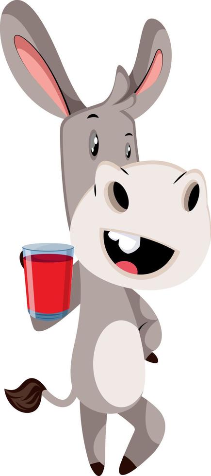 burro con café, ilustración, vector sobre fondo blanco.