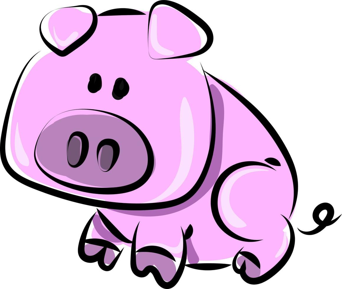 Pink pig, illustration, vector on white background.