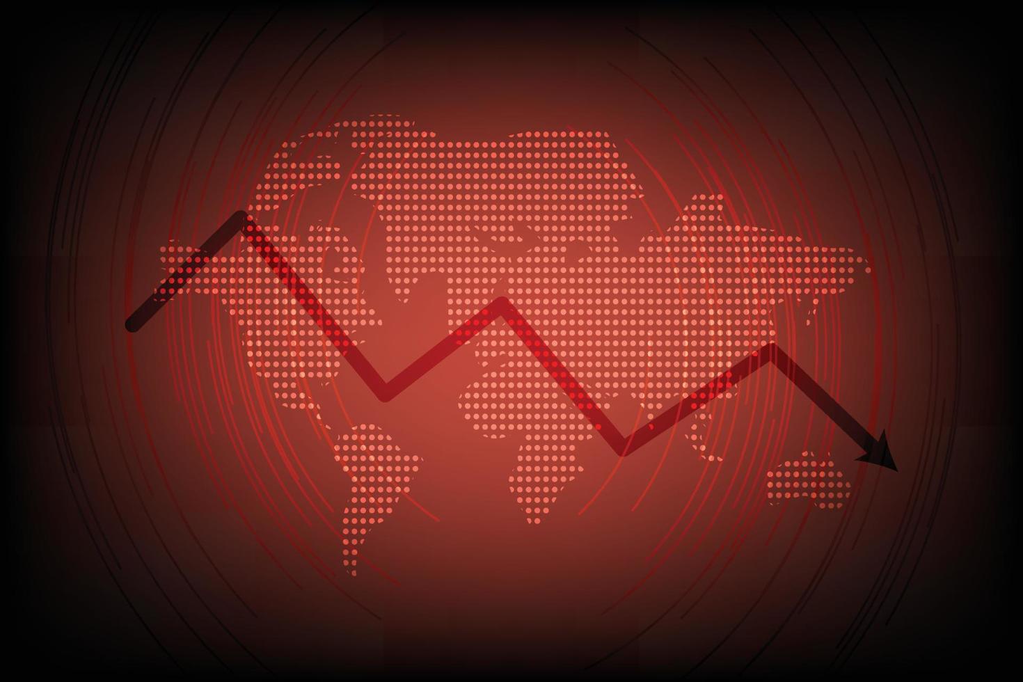 red light of world map for global crisis abstract background vector