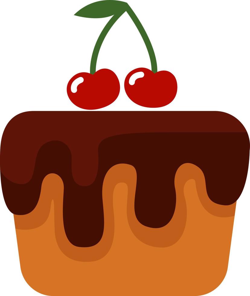 Cherry cake, illustration, vector on a white background