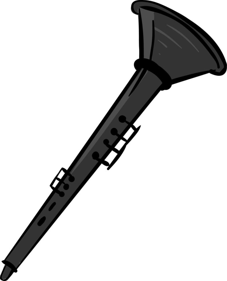 Black clarinet, illustration, vector on white background.