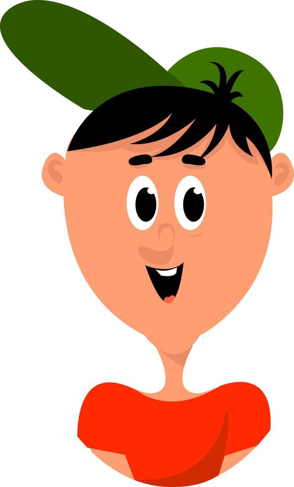 Boy with green hat, illustration, vector on white background.