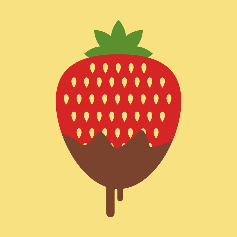 Strawberry in chocolate, illustration, vector on white background.