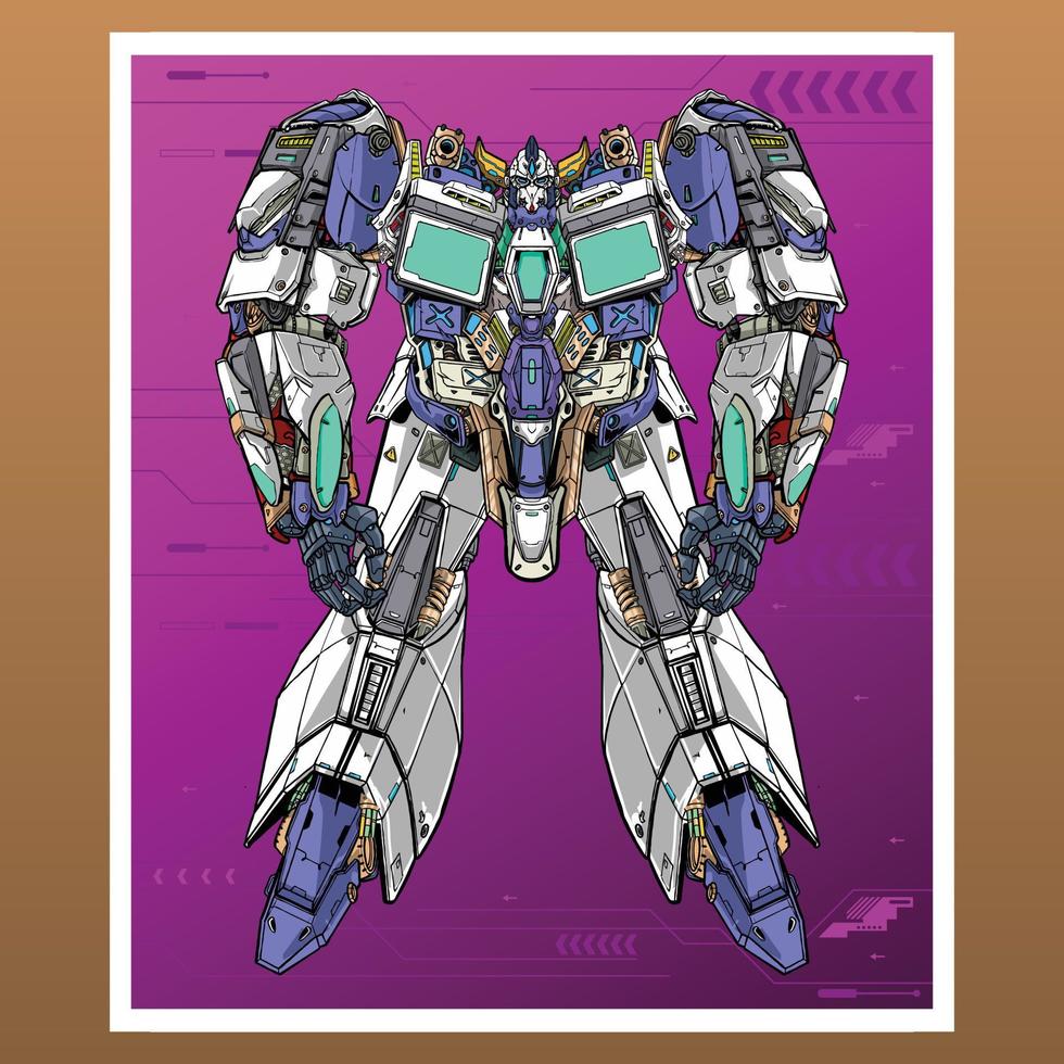 mecha robot gundam anime construido por cabeza brazo cuerpo pierna arma ilustración vector premium