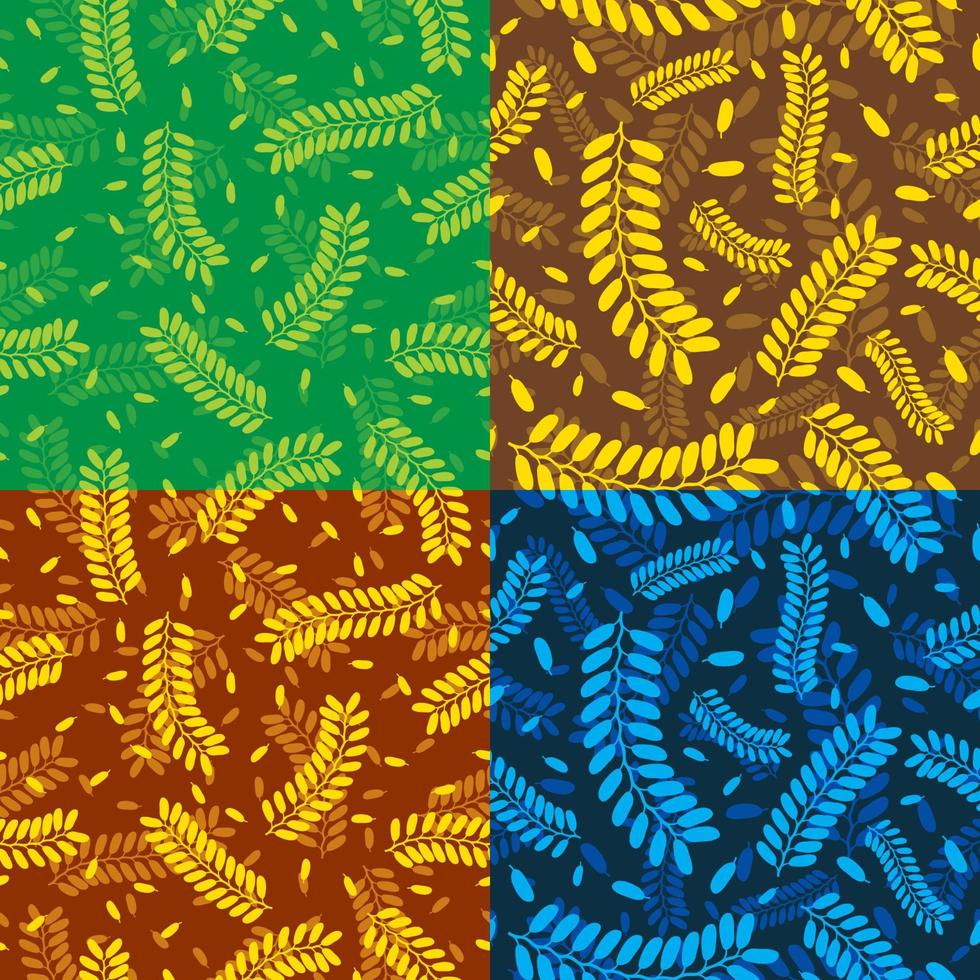 Seamless Tamarind Leaves Pattern vector