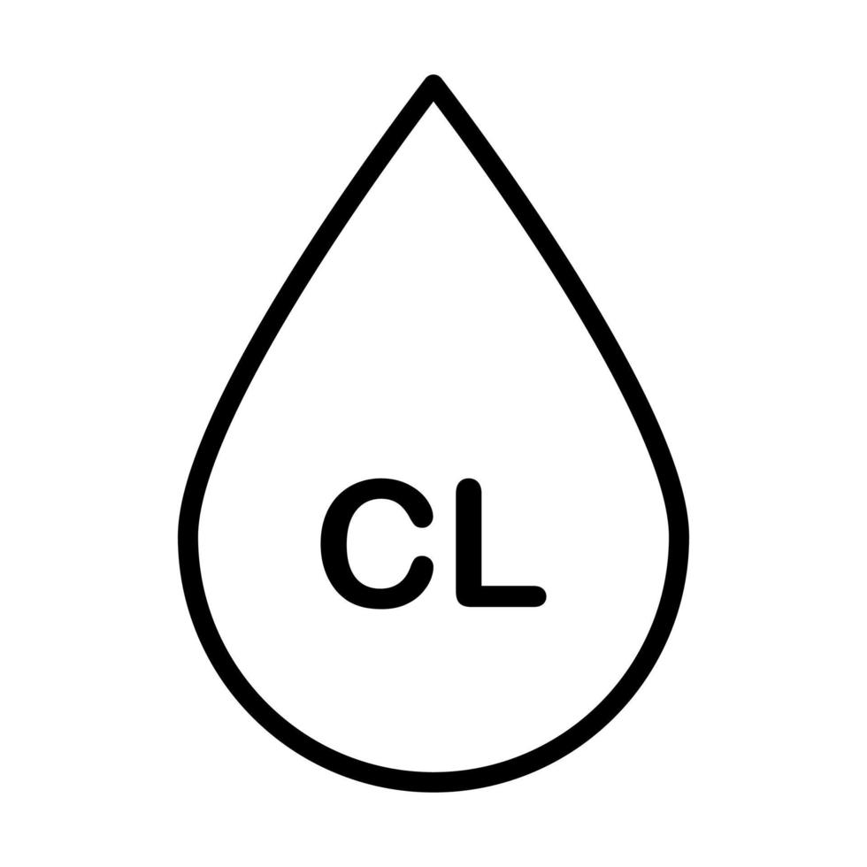 Drop with chlorine. Water containing chlorine linear icon vector for graphic design, logo, web site, social media, mobile app, ui