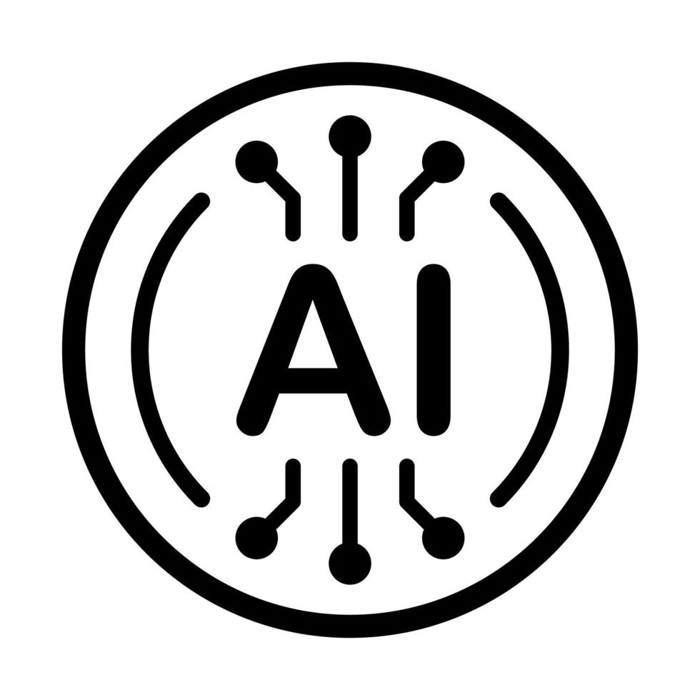 símbolo de icono de vector de chip de procesador de inteligencia artificial ai para diseño gráfico, logotipo, sitio web, redes sociales, aplicación móvil, ilustración de interfaz de usuario