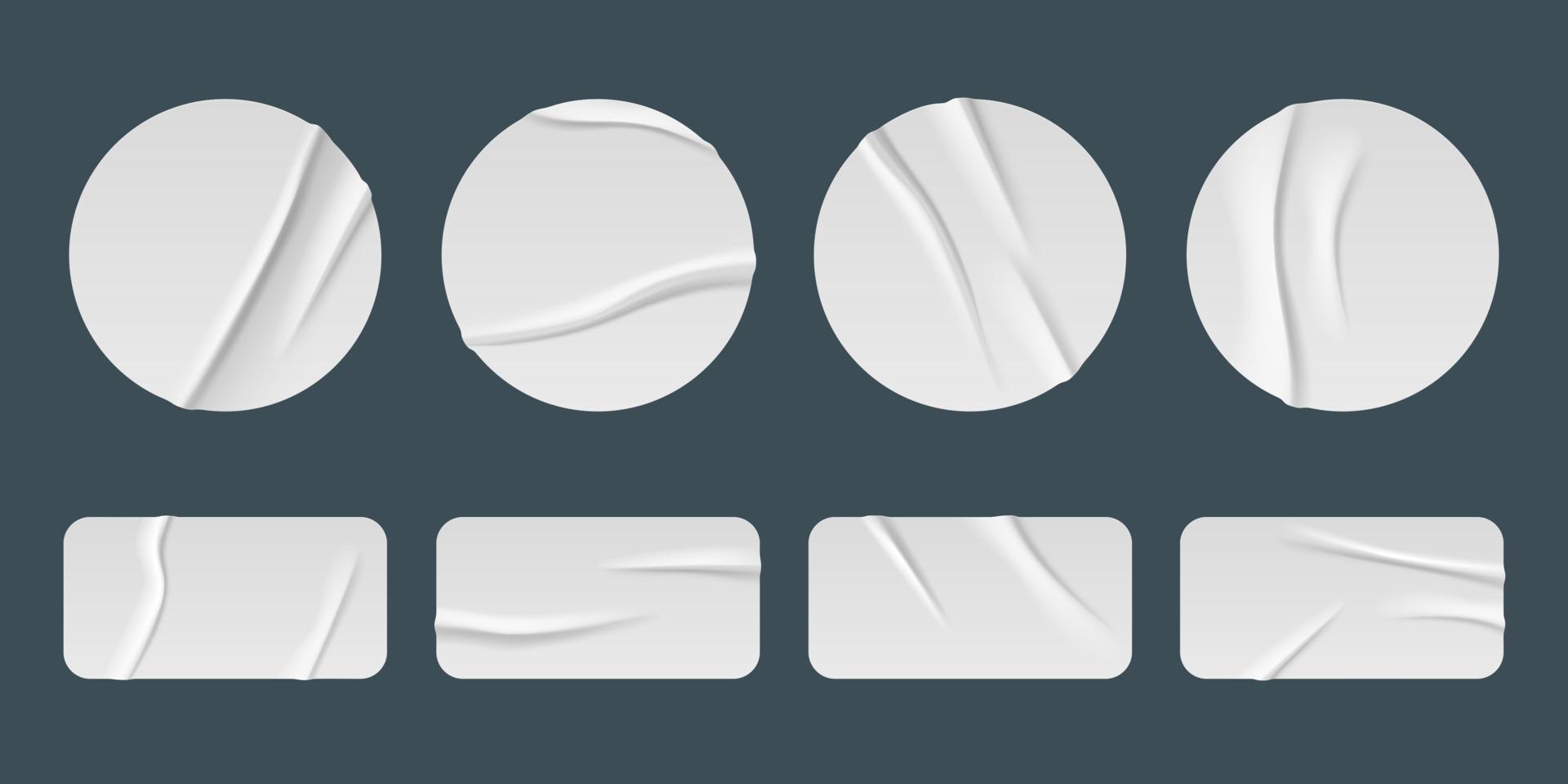 White stickers, glued paper patches vector