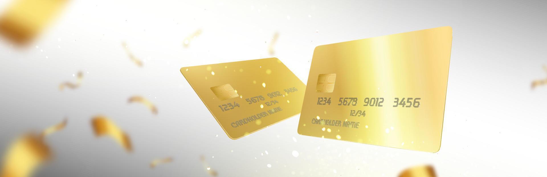 Background with gold credit cards and confetti vector