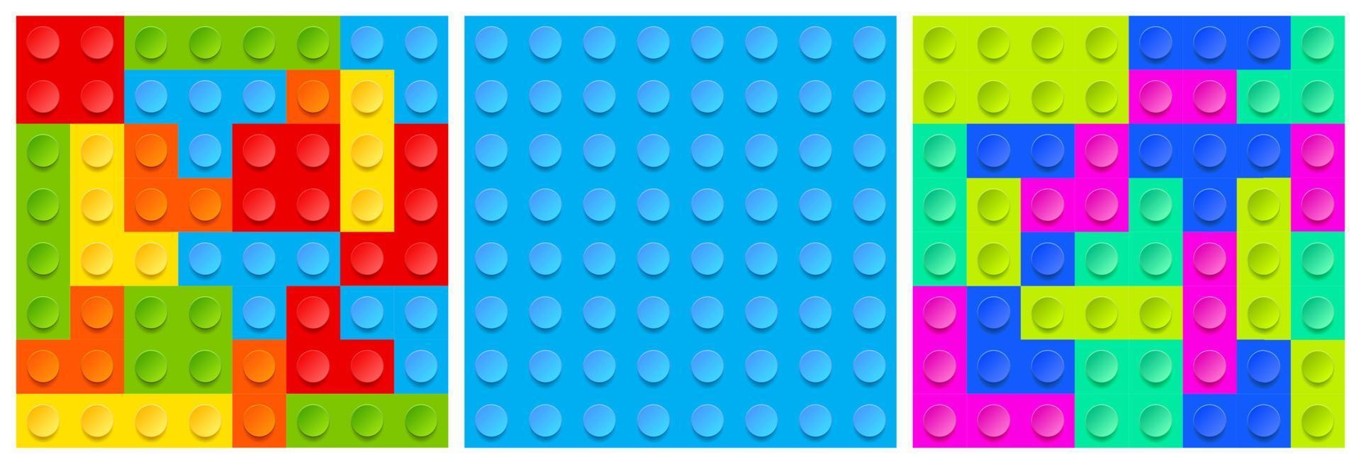 Textures of plastic block toy with colorful bricks vector