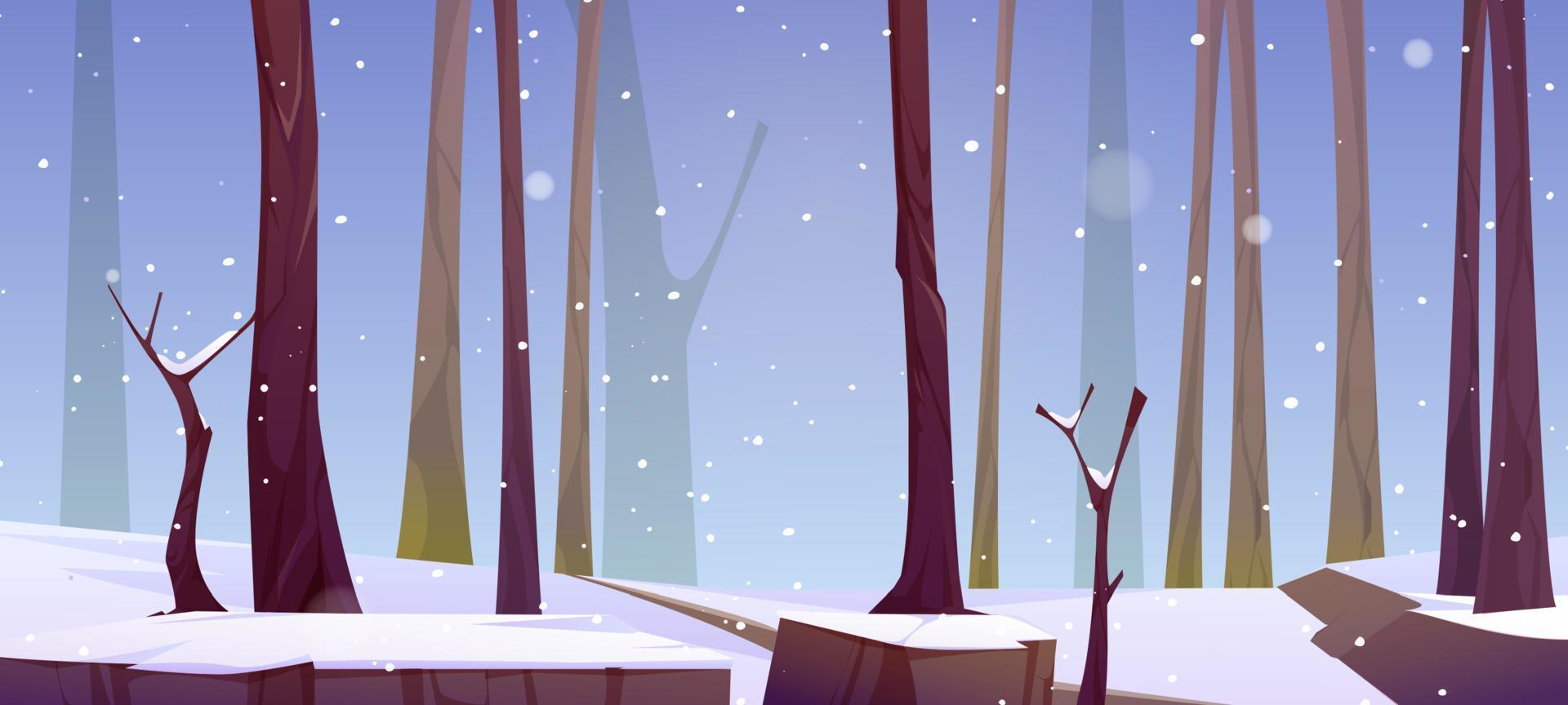 paisaje forestal con nieve blanca en invierno vector