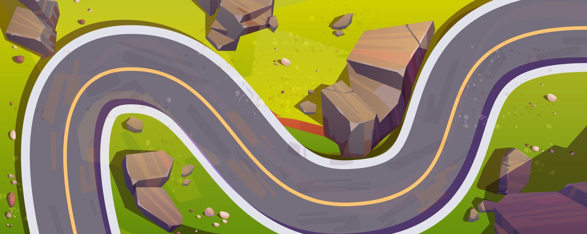 Top view of winding car road, mountain serpentine vector