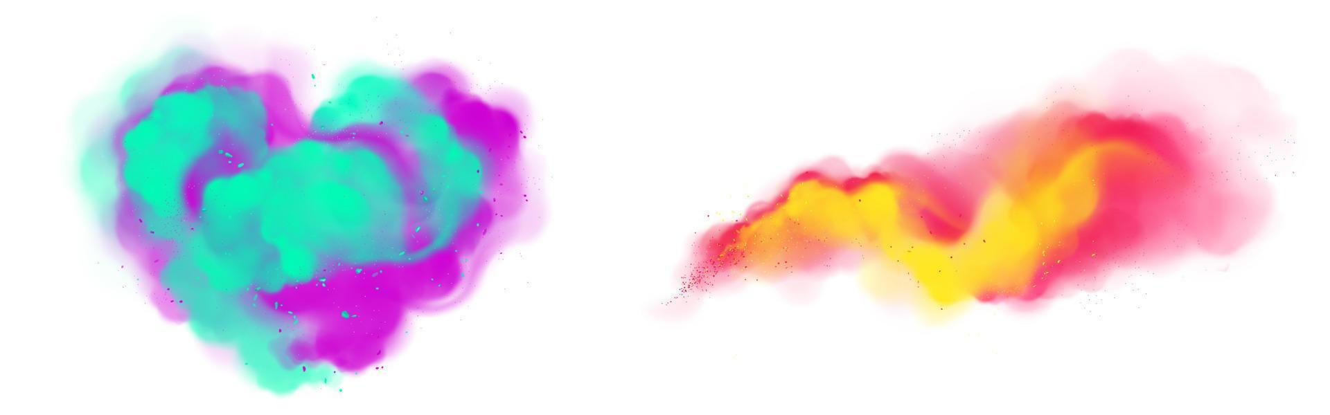 flujo de humo de color y explosión de polvo de pintura vector