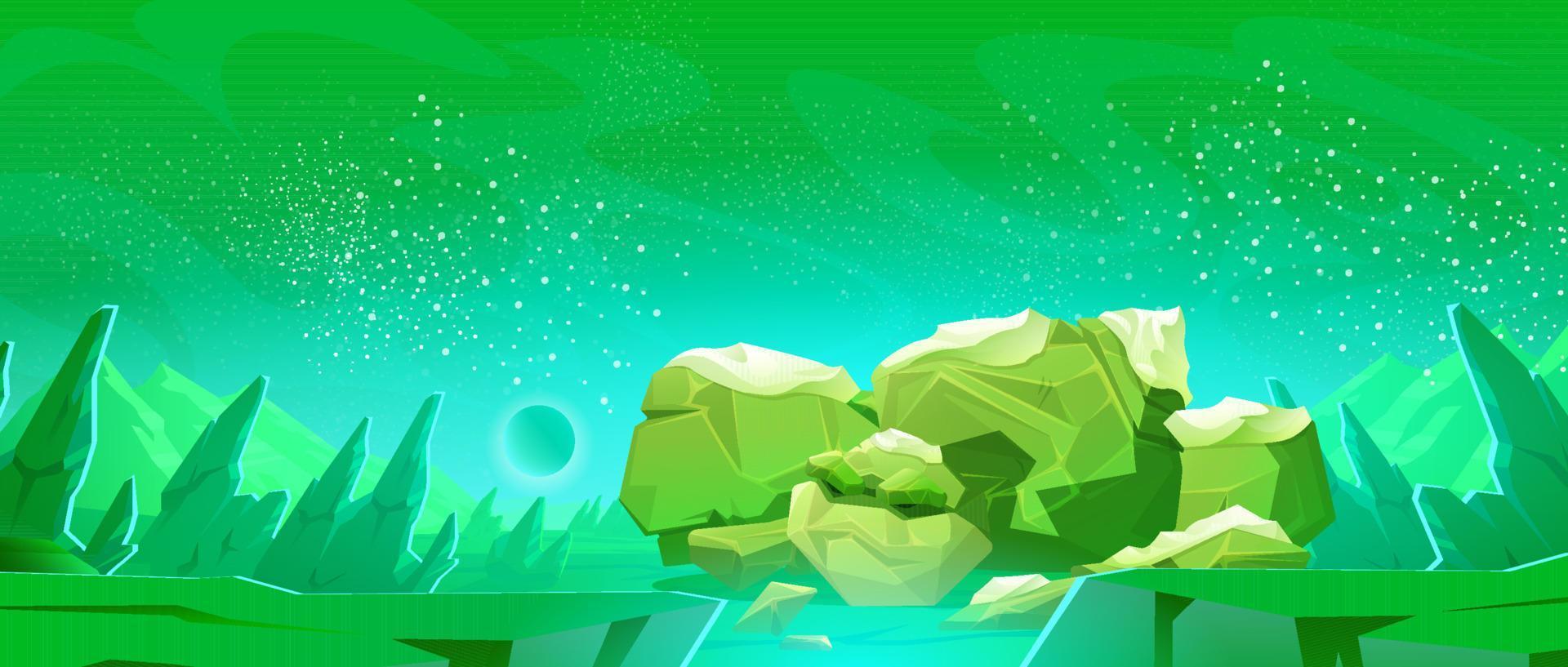 Big stone golem sleeping on alien planet surface vector