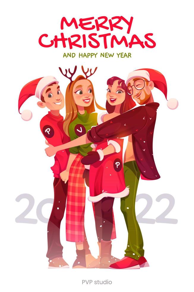 Merry Christmas and Happy New year 2022 greetings vector