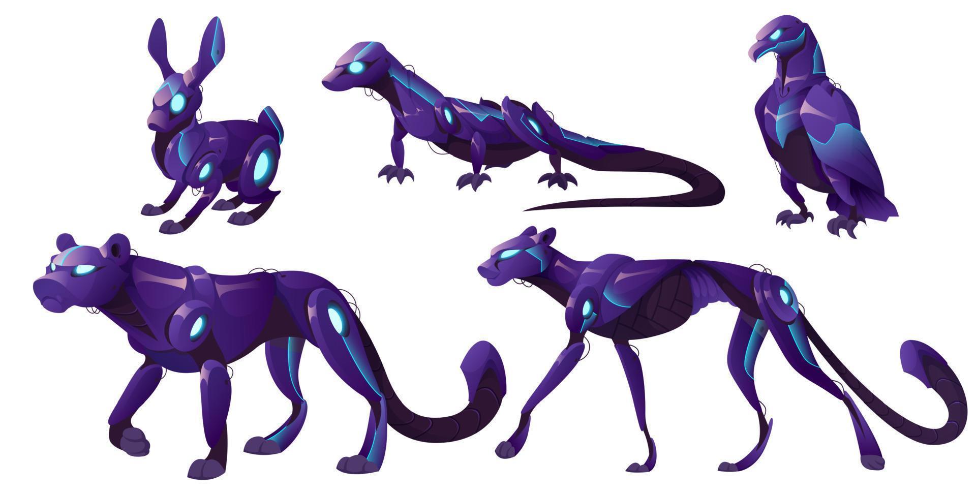 Robots animals robotics mechanical monsters set vector