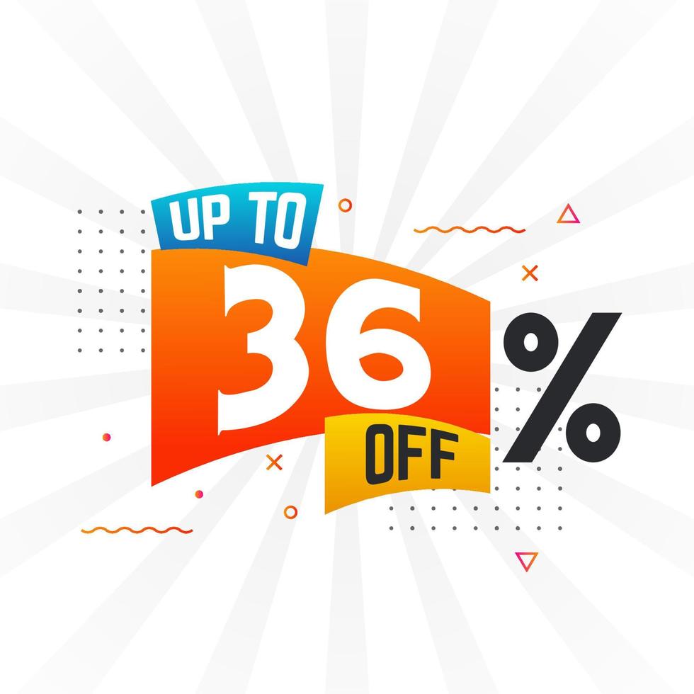 Up To 36 Percent off Special Discount Offer. Upto 36 off Sale of advertising campaign vector graphics.