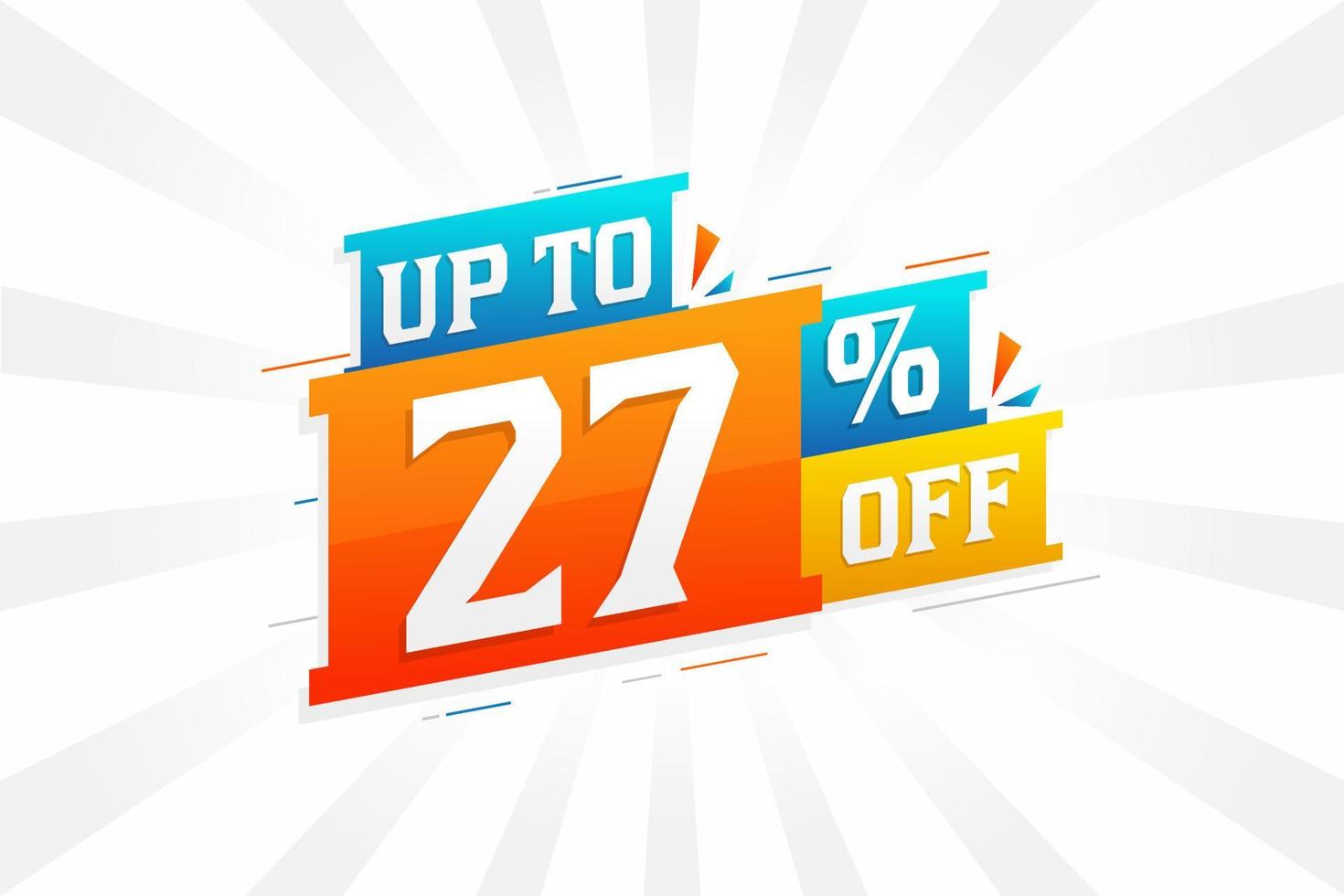 Sale of advertising campaign up to 27 Percent off promotional design. vector