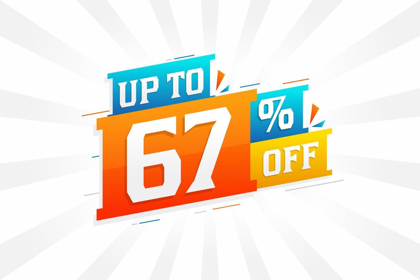 Sale of advertising campaign up to 67 Percent off promotional design. vector